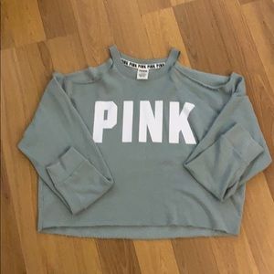 Pink cold shoulder top